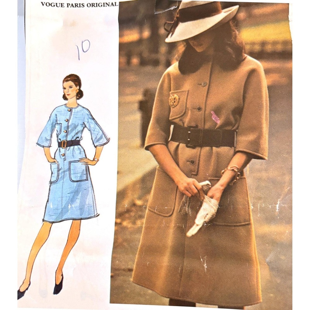 Vogue 2676 Rare Nina Ricci Paris A-Line Dress Sz 10 Catalog Pg Designer Uncut